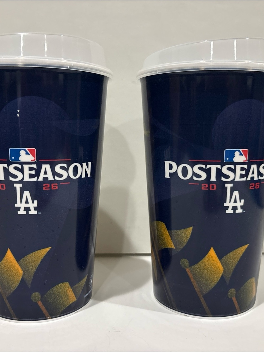 Lot Of 2 Dodgers 2026 Postseason stadium souvenirs Cups With Lids Made In USA
